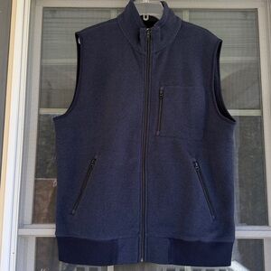 J Crew Fleece navy blue vest mens size LARGE  A9833